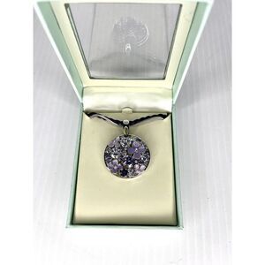 Toscow Australia Purple Flowers and Gem Stone Necklace NWT